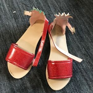 Adorable Fruit-Themed Sparkly Sandals - Pineapple & Strawberry Design
